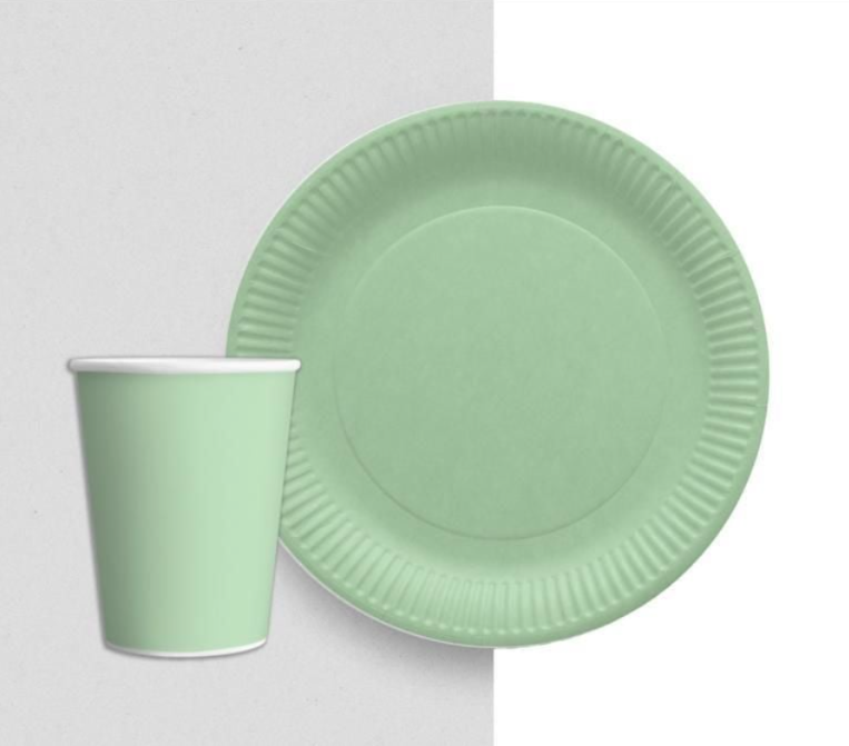 Yeşil Karton Tabak Bardak  (8 adet)